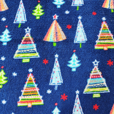 Christmas Tree Printed Coral Flannel Fleece Fabric Warmly Double Side Polyester