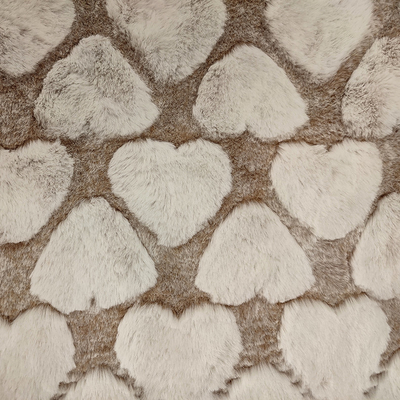 Polyester Faux Fur Fabric 370 Gsm With Love Pattern Sheared For Pillow Blanket