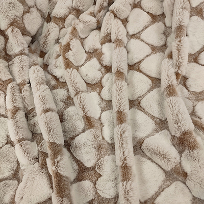 Polyester Faux Fur Fabric 370 Gsm With Love Pattern Sheared For Pillow Blanket