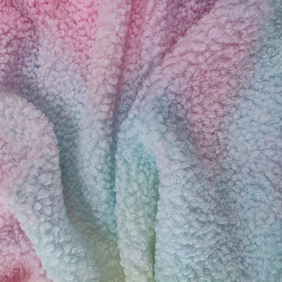 Tie Dye Sherpa Fleece Fabric 280 Gsm 100% Polyester Colorful For Hoodie