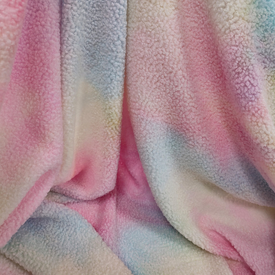 Tie Dye Sherpa Fleece Fabric 280 Gsm 100% Polyester Colorful For Hoodie