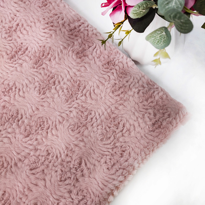 Pink Polyester Faux  Fur Fabric Knitted 58 / 60 '' For Clothing Flower Rabbit