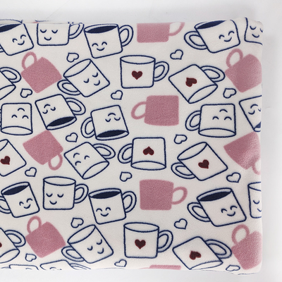 Polyester Spandex Soft Velour Fabric Digital Cartoon Print For Garment Dress