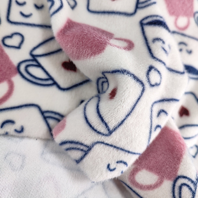 Polyester Spandex Soft Velour Fabric Digital Cartoon Print For Garment Dress