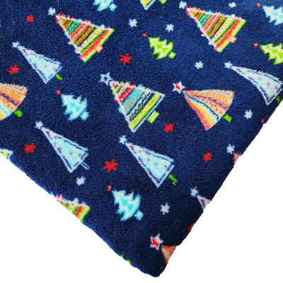 Christmas Tree Printed Coral Flannel Fleece Fabric Warmly Double Side Polyester