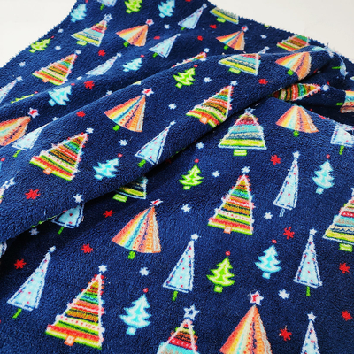 Christmas Tree Printed Coral Flannel Fleece Fabric Warmly Double Side Polyester