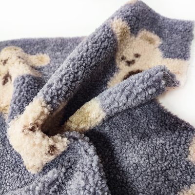 Teddy Bear Sherpa Fleece Fabric 330 Gsm 100% Polyester Bear Printed