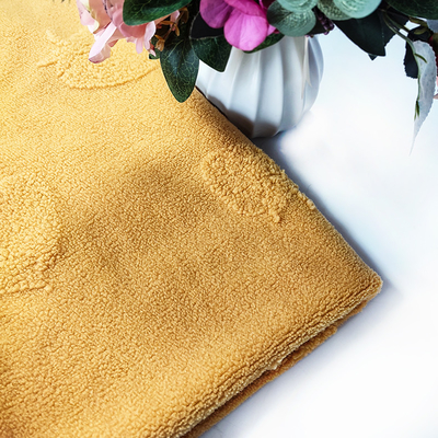Warp Knitted Sherpa Fleece Fabric 100% Polyester Yellow Jacquard For Garment