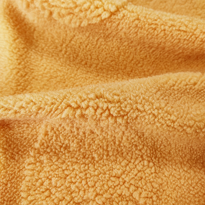 Warp Knitted Sherpa Fleece Fabric 100% Polyester Yellow Jacquard For Garment