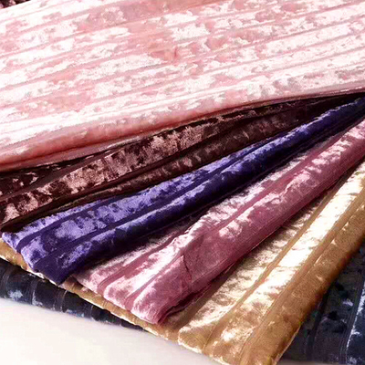 Stripe Diamond Korean Velvet Fabric Stripe For Ladies Dress 240 GSM