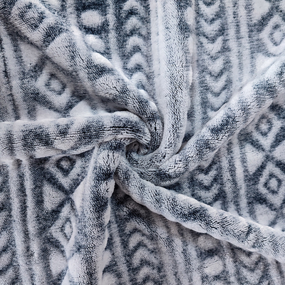 Back Printed Flannel Fleece Blanket Fabric 240GSM With Cut Design