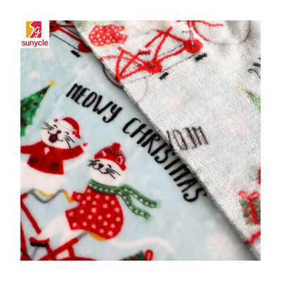 Printed Christmas Flannel Fleece Fabric 300gsm For Upholstery Toy Blankets
