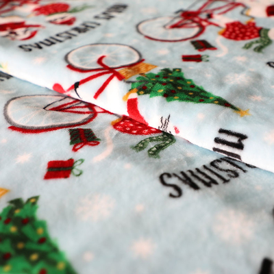 Printed Christmas Flannel Fleece Fabric 300gsm For Upholstery Toy Blankets