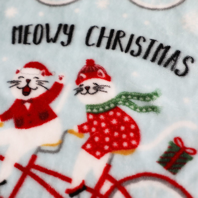 Printed Christmas Flannel Fleece Fabric 300gsm For Upholstery Toy Blankets