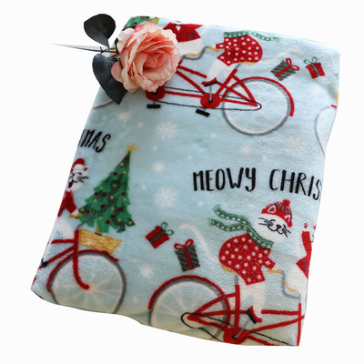 Printed Christmas Flannel Fleece Fabric 300gsm For Upholstery Toy Blankets