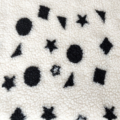 Black And White Sherpa Fleece Fabric Jacquard Yarn Dyed For Backoack Floor Mats Pillow