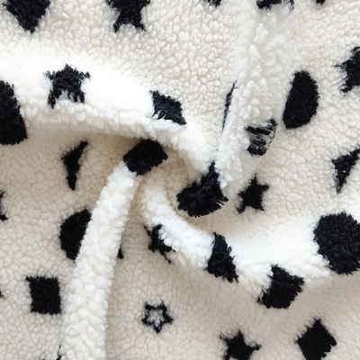 Black And White Sherpa Fleece Fabric Jacquard Yarn Dyed For Backoack Floor Mats Pillow