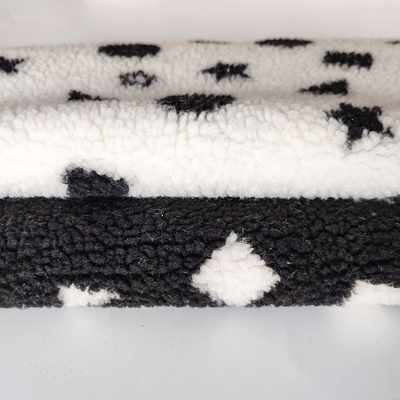 Black And White Sherpa Fleece Fabric Jacquard Yarn Dyed For Backoack Floor Mats Pillow