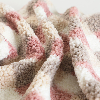 Plaid Printed Sherpa Fleece Fabric 300gsm For Upholstery Hometextile Handbag
