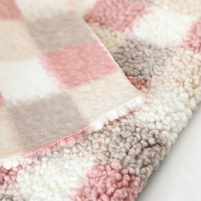 Plaid Printed Sherpa Fleece Fabric 300gsm For Upholstery Hometextile Handbag