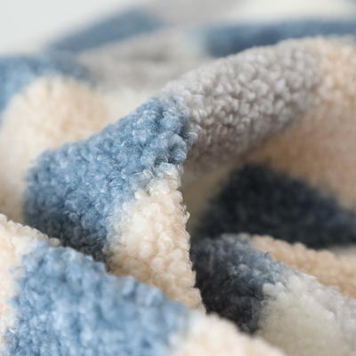 200gsm Plaid Printed Sherpa Lined Fleece Fabric 100% Polyester