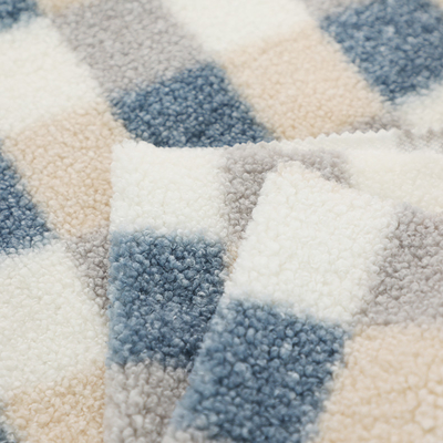 200gsm Plaid Printed Sherpa Lined Fleece Fabric 100% Polyester