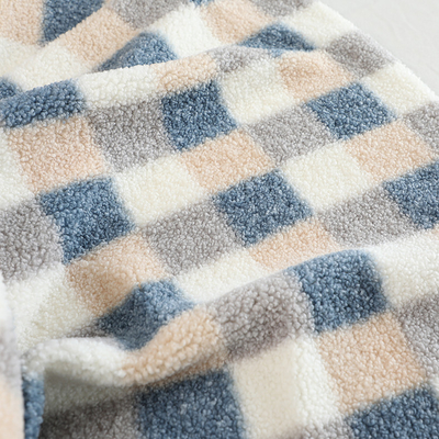 200gsm Plaid Printed Sherpa Lined Fleece Fabric 100% Polyester