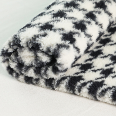 Printed Patterned Sherpa Fleece Fabric 300gsm 150D For Blankets