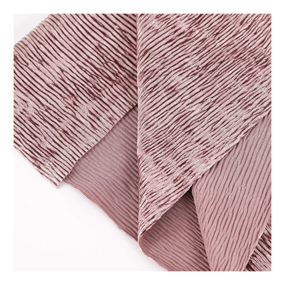 Solid Crinkle Pleated Korean Velvet Fabric Knitted 260gsm