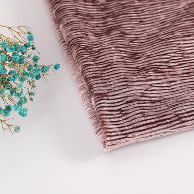 Solid Crinkle Pleated Korean Velvet Fabric Knitted 260gsm