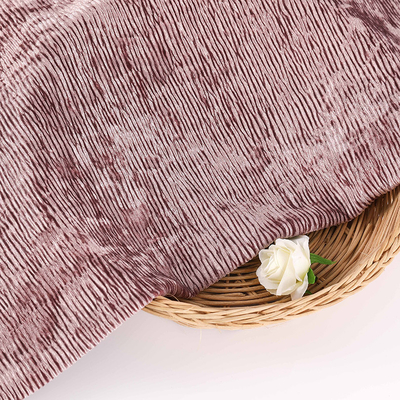 Solid Crinkle Pleated Korean Velvet Fabric Knitted 260gsm
