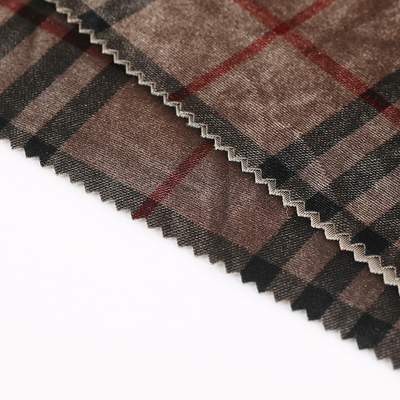 Coffee Color Plaid Patterned Velvet Fabric 240gsm For Pillowslip Curtain Pants