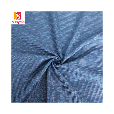 Blue Cationic Polyester Single Jersey Fabric Spandex Waffle Knit