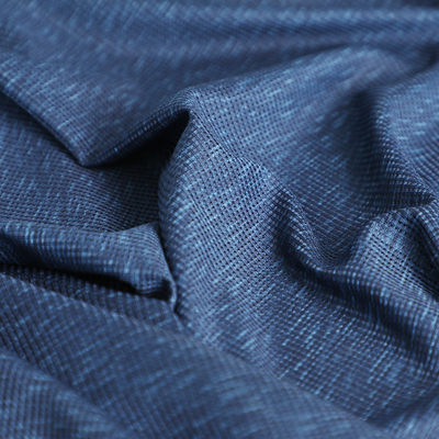 Blue Cationic Polyester Single Jersey Fabric Spandex Waffle Knit