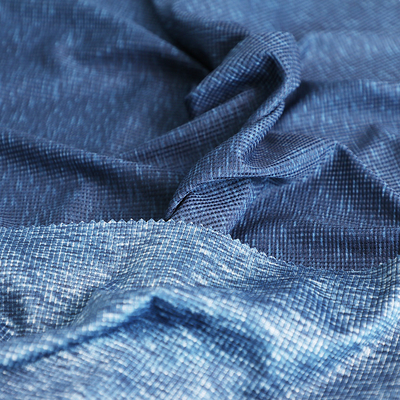 Blue Cationic Polyester Single Jersey Fabric Spandex Waffle Knit