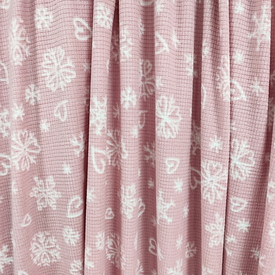 Soft Jacquard Printed Pink Micro Polar Fabric 160gsm
