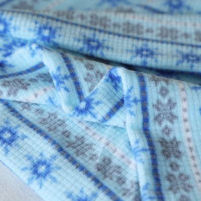 Snowflake Pattern Micro Fleece Fabric One Side Printed Jacquard