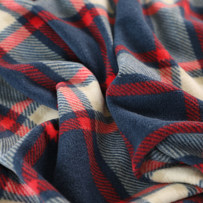 Plaid Printed Classic Micro Fleece Fabric 350gsm For Gloves Scarf