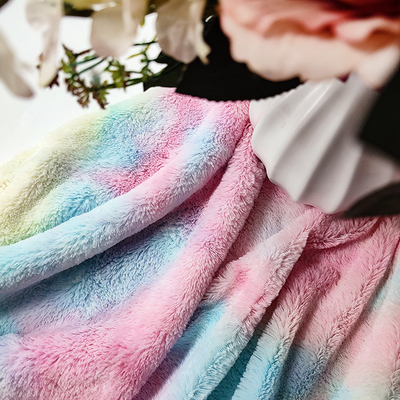 Tie Dyed Gradient Artificial Fur Fabric Rabbit For Clothes Toy Handbag Upholstery