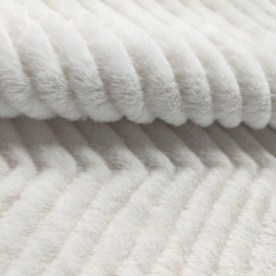 Concise Solid Sherpa Faux Fur Fabric Embossed Rabbit For Sofa Cover