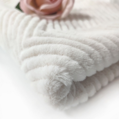 Concise Solid Sherpa Faux Fur Fabric Embossed Rabbit For Sofa Cover