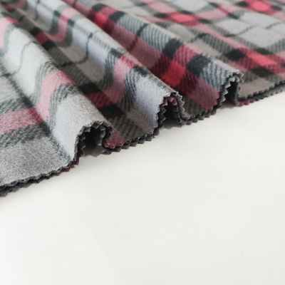 Plaid Printed Micro Fleece Fabric Classic Polar For Scarves Gloves Dress